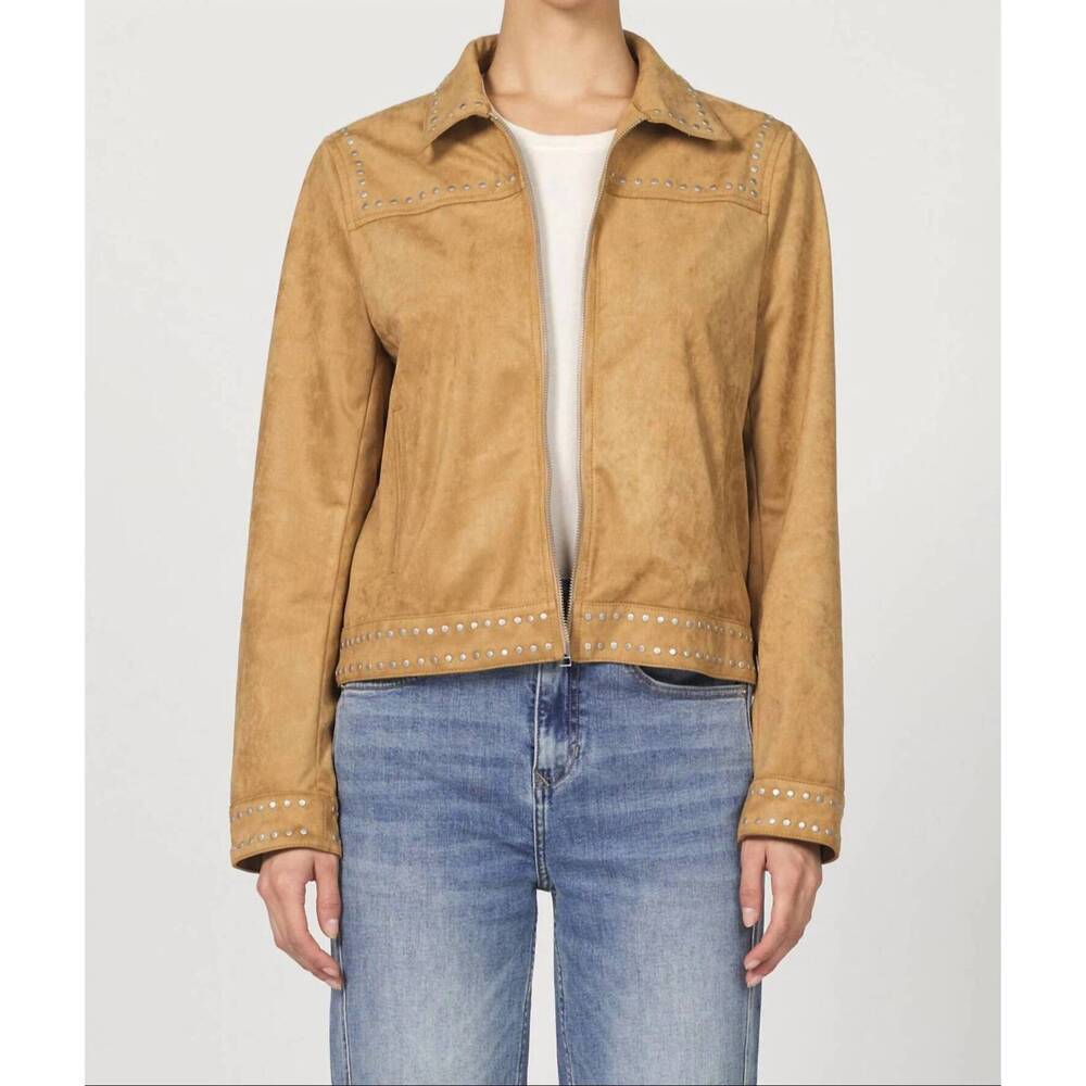NEW DEAR JOHN DENIM exene zipper front collared jacket in butterscotch